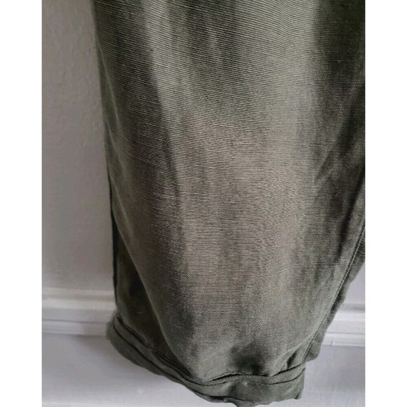 Aritzia Wilfred Linen Pants Women’s 6 Green High Waist Crop Legs Rolled Cuff - Picture 3 of 9